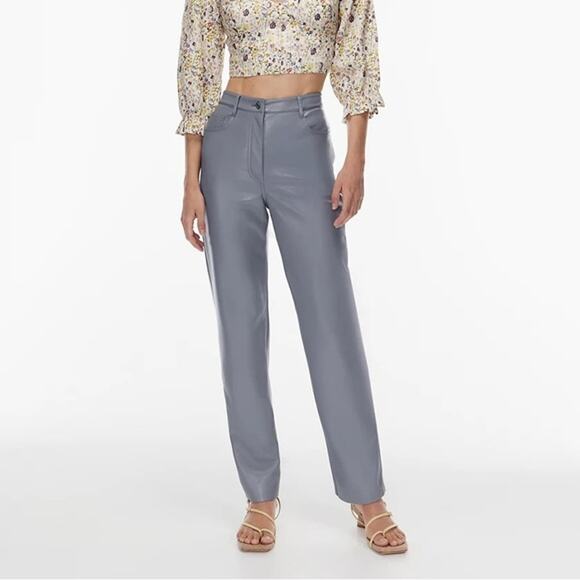 Wilfred Melina High Rise Faux Leather Pant Ardoise Grey Size 4 NEW Short 28" - Picture 1 of 7